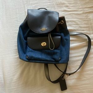 Coach mini denim+leather backpack